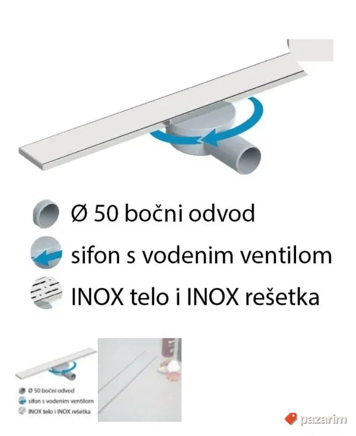 Tuš kanalica 50cm inox-inox 2
