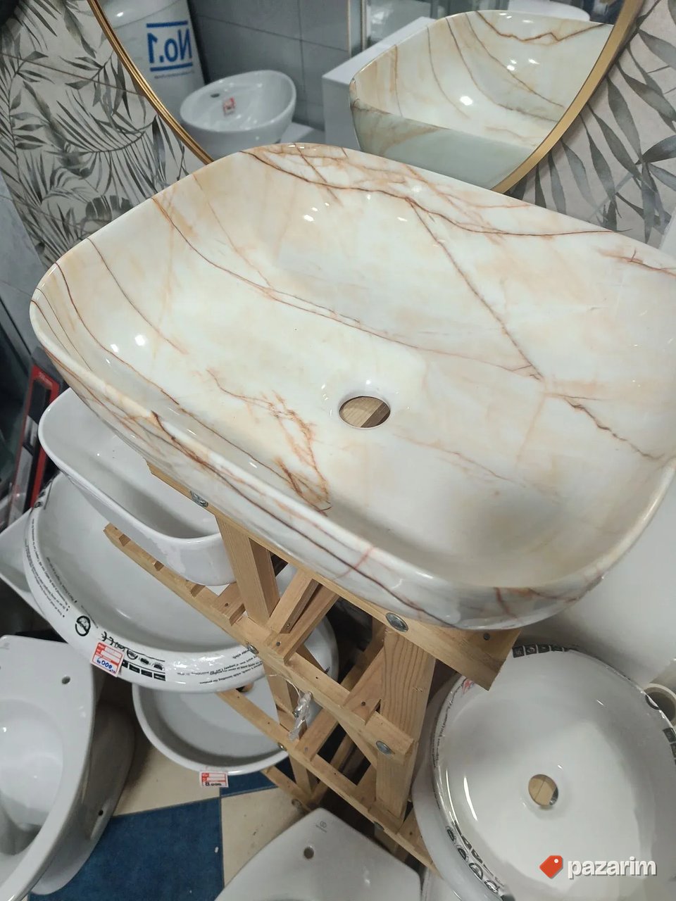 Lavabo nadgradni 45x33 mermer bež 2
