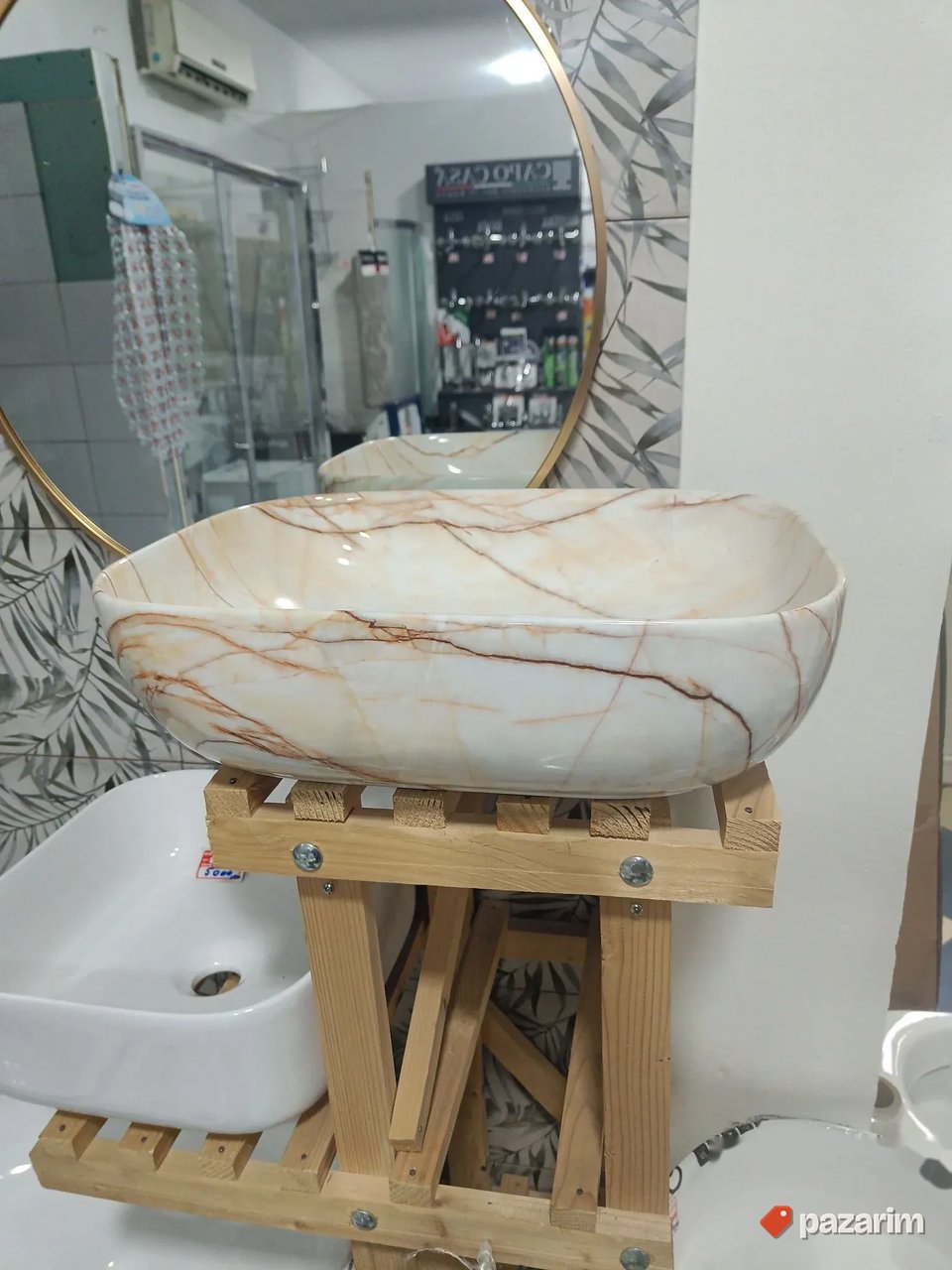 Lavabo nadgradni 45x33 mermer bež 3