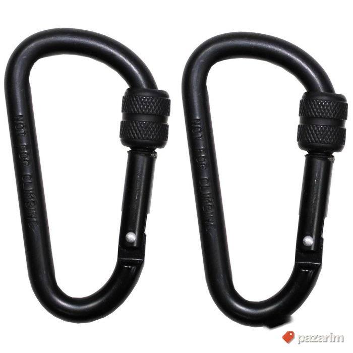 Karabiner aluminijumski sa zavrtnjem D 8mm x 8cm crni 1