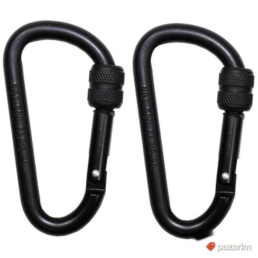 Karabiner aluminijumski sa zavrtnjem D 8mm x 8cm crni