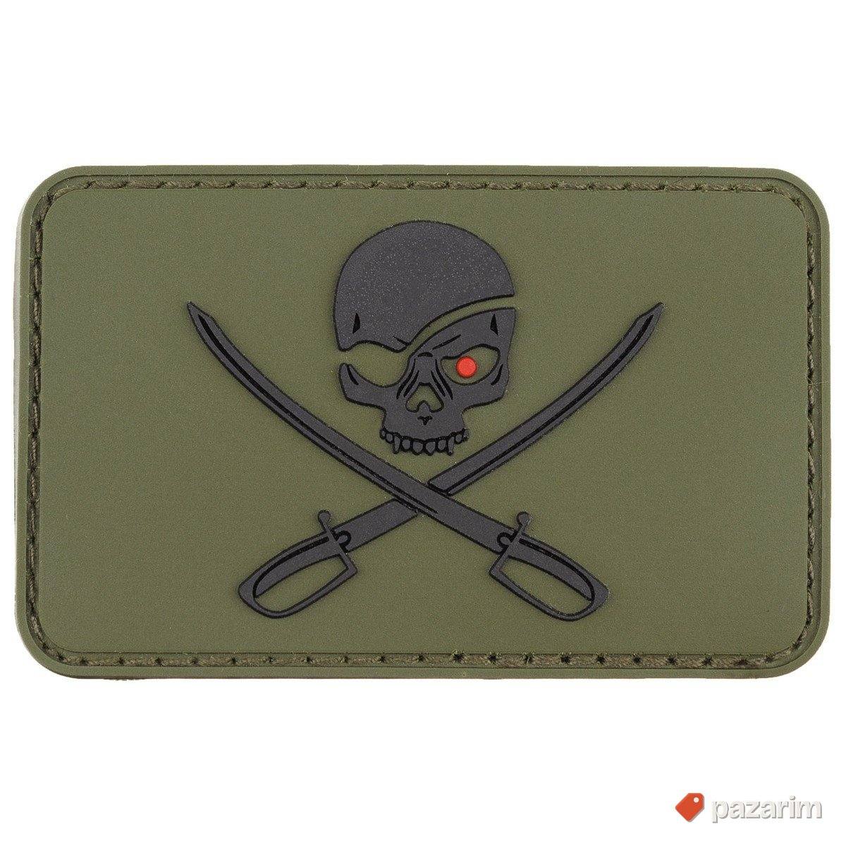 Patch gumeni Lobanja sa Mačevima zeleni 1