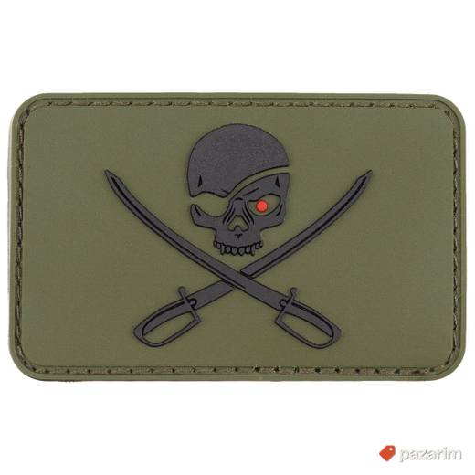 Patch gumeni Lobanja sa Mačevima zeleni
