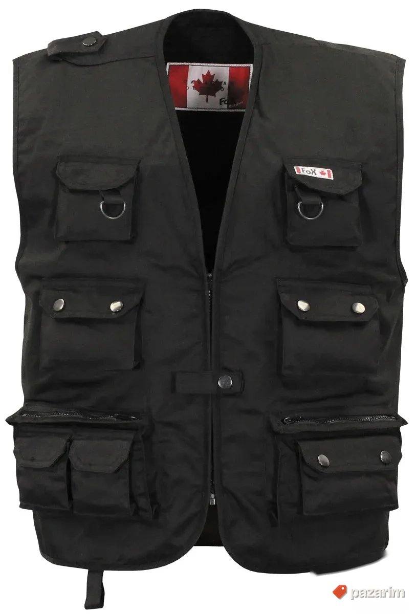 Prsluk Canadian Outdoor FOX crni, zeleni i bež 1