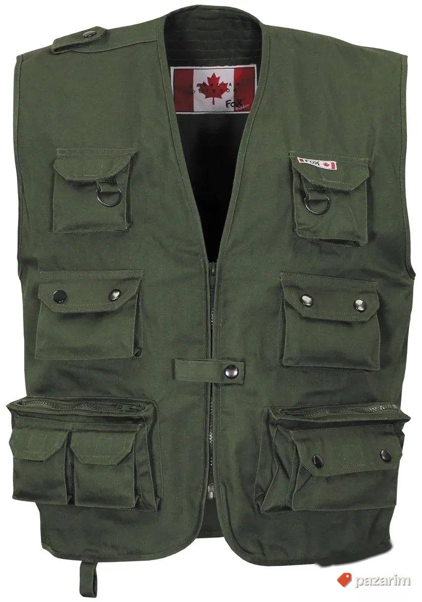 Prsluk Canadian Outdoor FOX crni, zeleni i bež 2