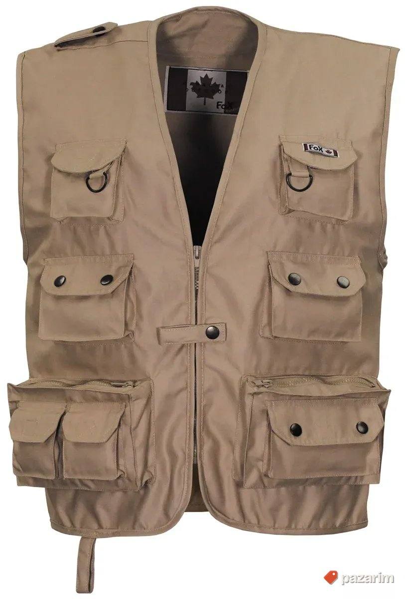 Prsluk Canadian Outdoor FOX crni, zeleni i bež 3
