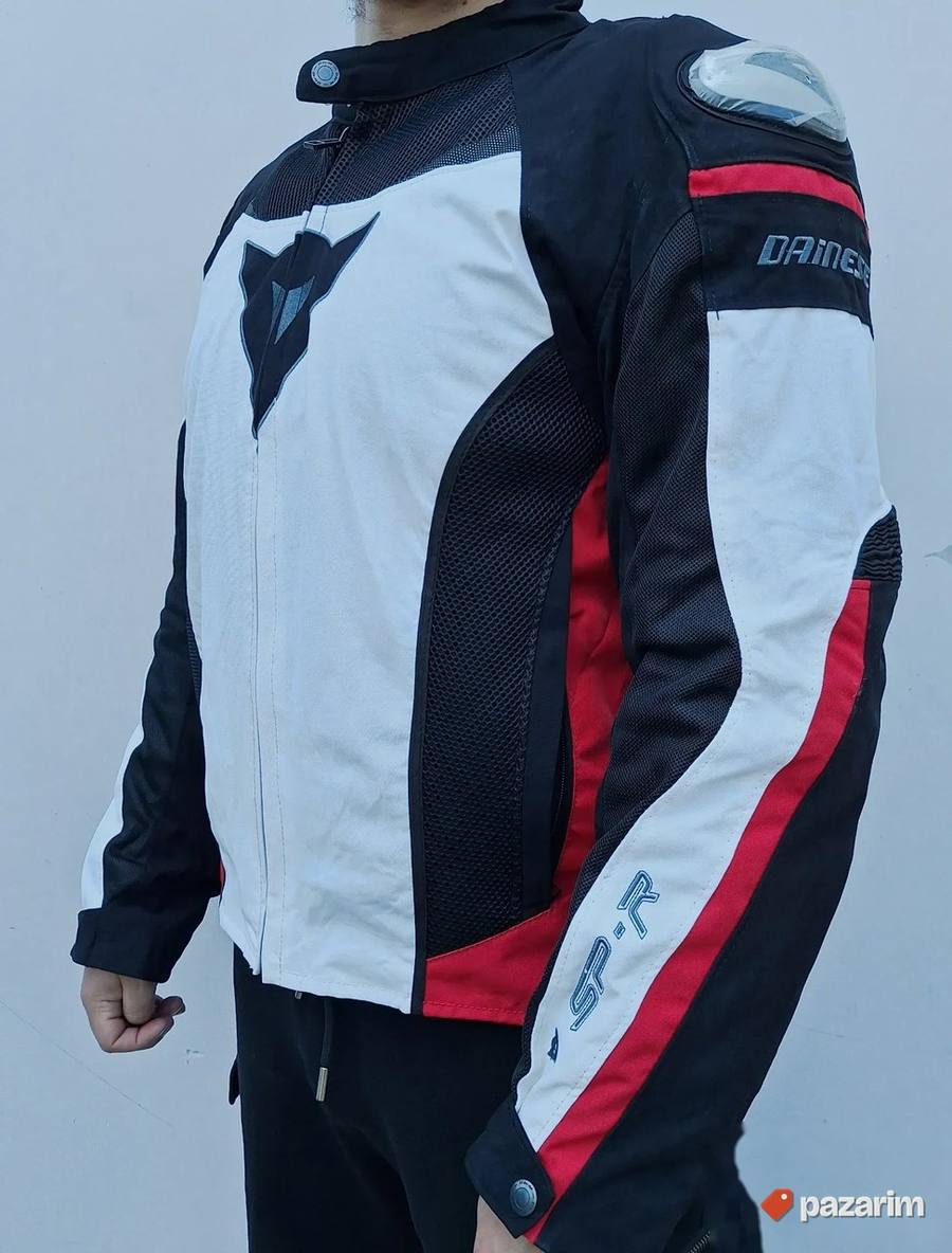 Moto jakna Dainese belo crno crvena 3