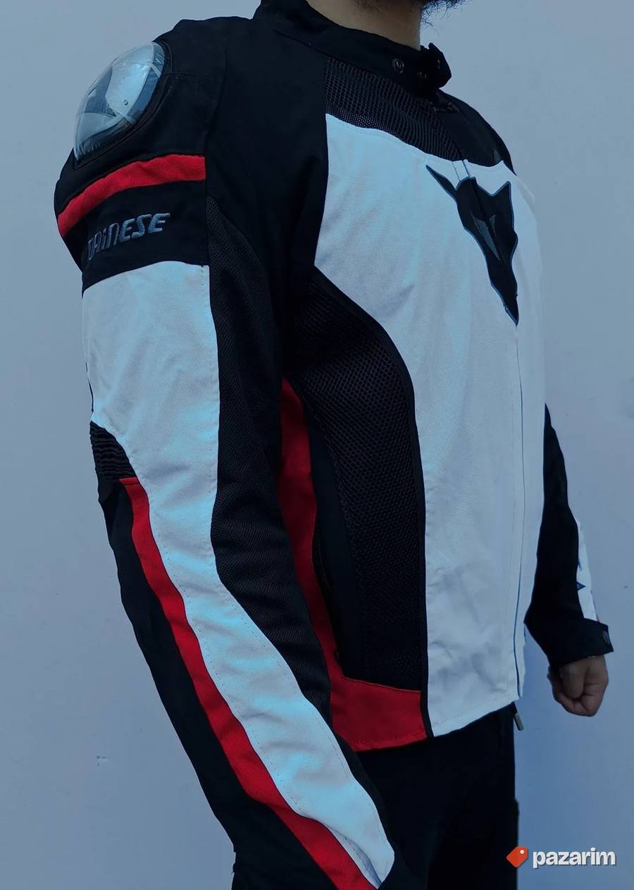 Moto jakna Dainese belo crno crvena 5