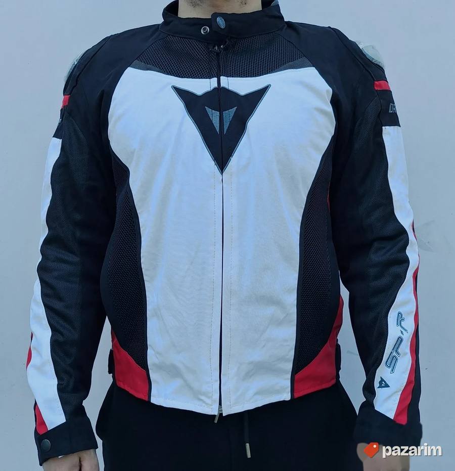 Moto jakna Dainese belo crno crvena 7