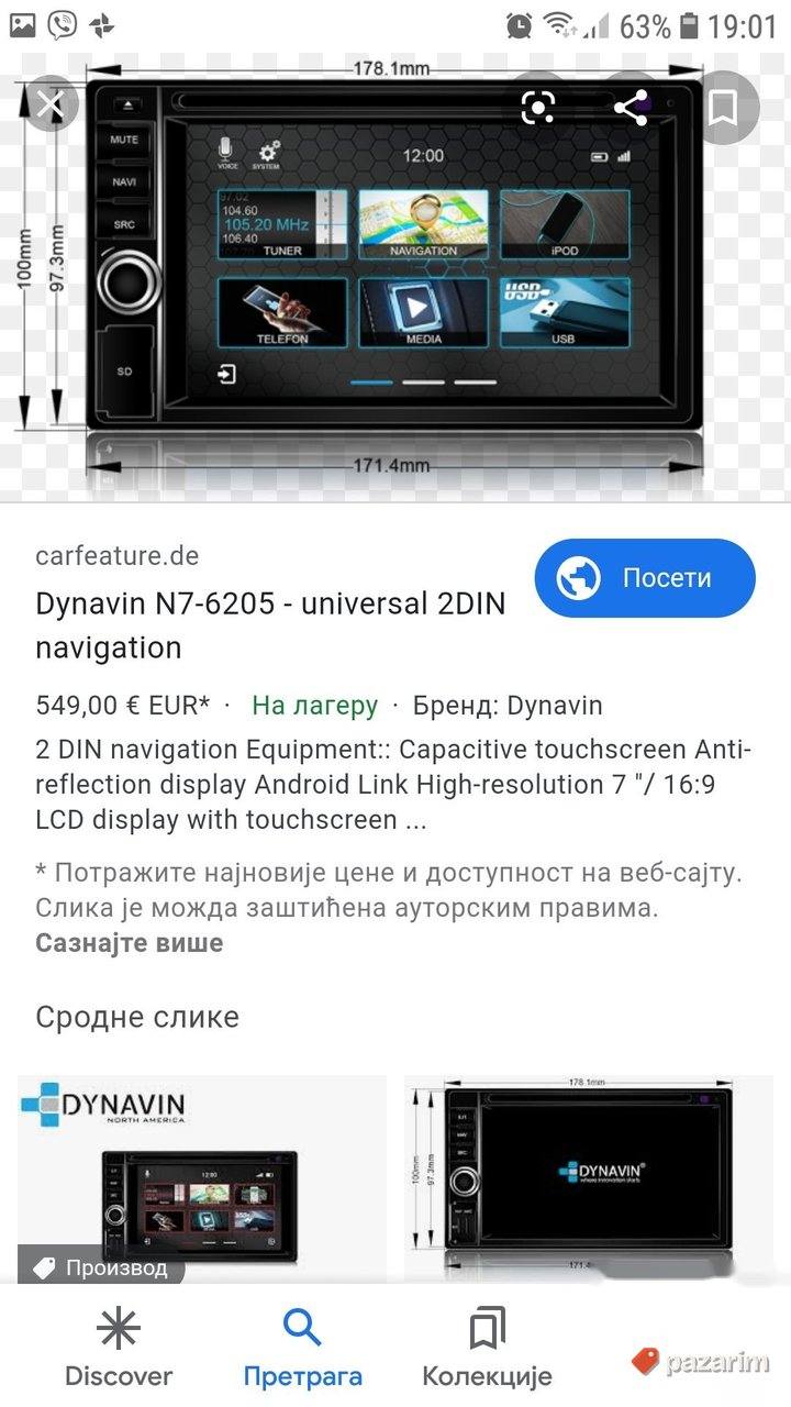 Neispravan DOUBLE DIN Dynavin N7 6205 8