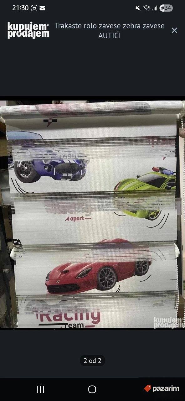 Dekorativna zebra zavesa sa automobil motivima 1