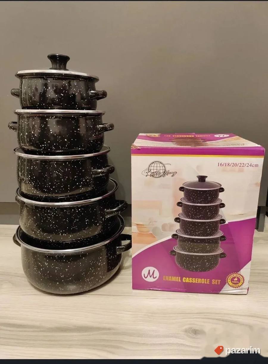 Elegantni SERPI crni emajl set 5 delova 3