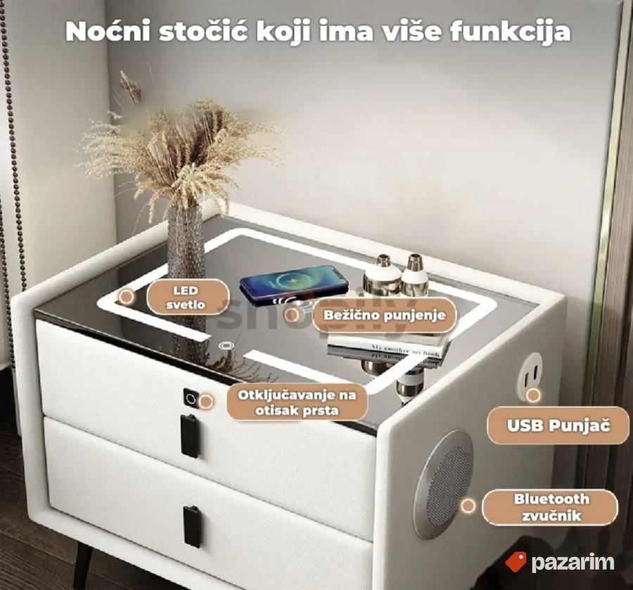 Pametni noćni ormarić sa bežičnim punjenjem 3