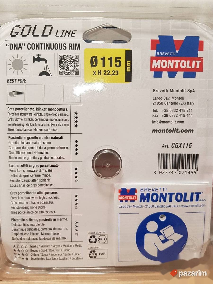 Montolit DNA EVO3 disk Zlatna Serija 115mm 1,4mm 3