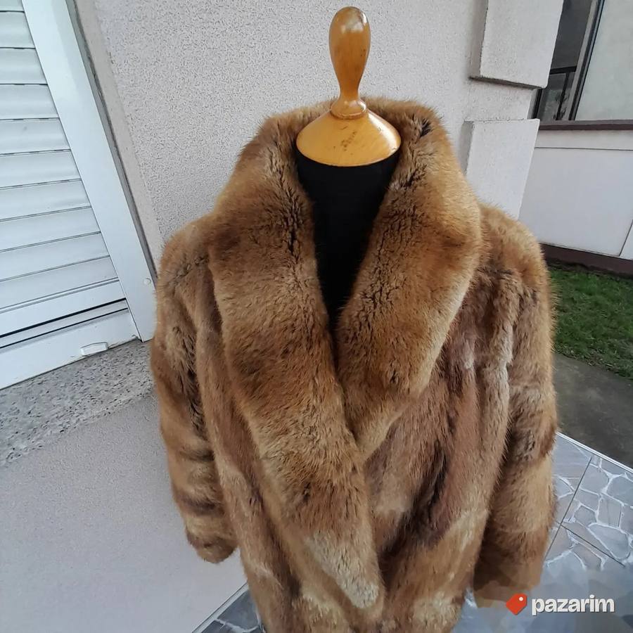 Braon bunda pravo krzno Penidzek&Rainer vel 40 42 2