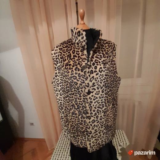 Ženski duži prsluk sa dva lica u leopard dezenu br 40