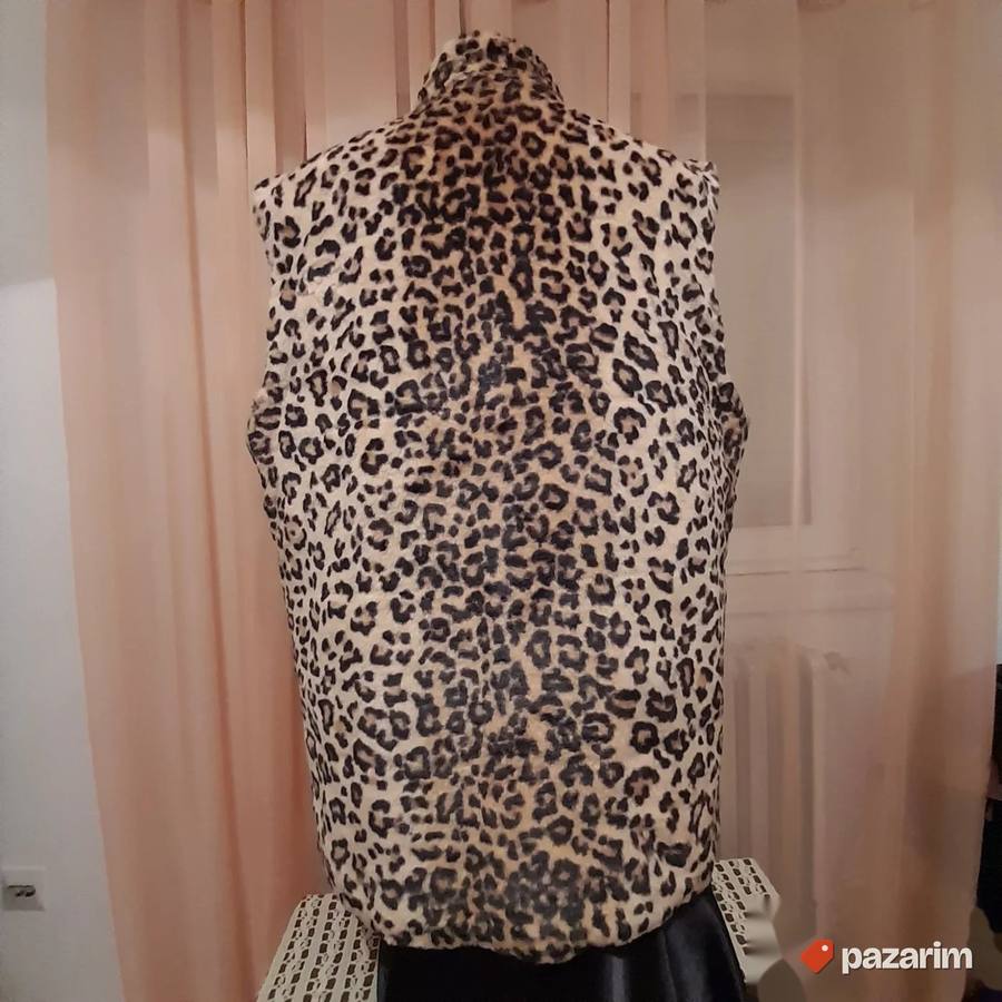 Ženski duži prsluk sa dva lica u leopard dezenu br 40 7