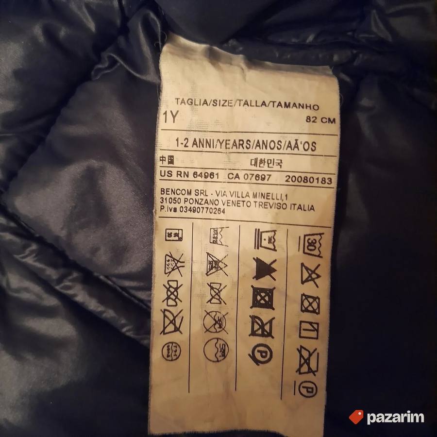 Teget Beneton jakna od paperja vel 1-2 god 3
