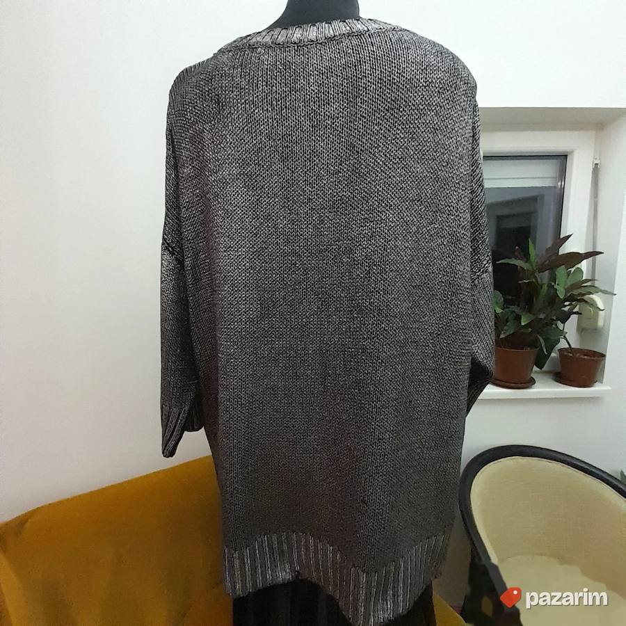Metalik siva trikotažna bluza XL 3