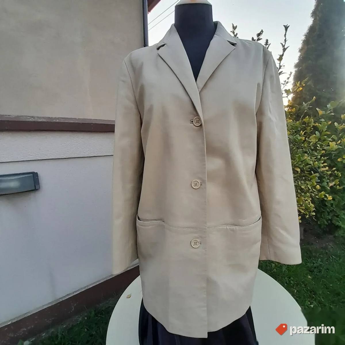 Kožna ženska oversize krem jakna br 40 1