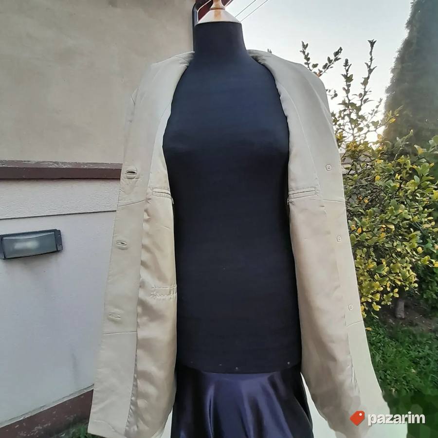 Kožna ženska oversize krem jakna br 40 3