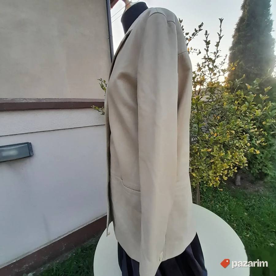 Kožna ženska oversize krem jakna br 40 4