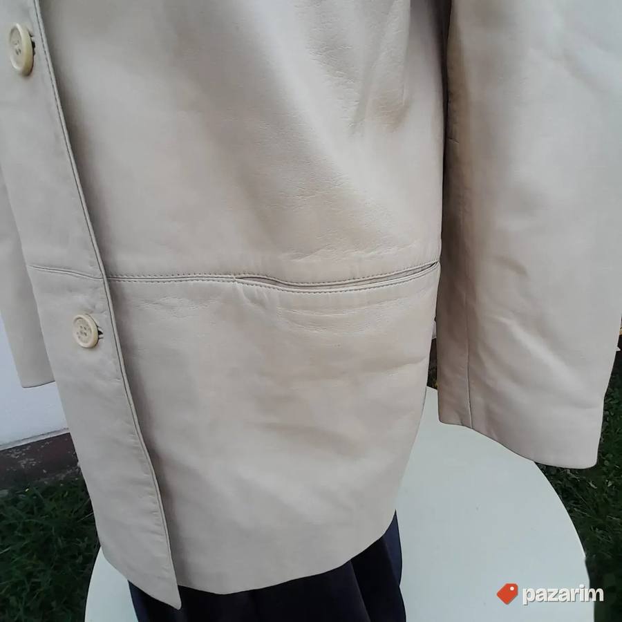 Kožna ženska oversize krem jakna br 40 6