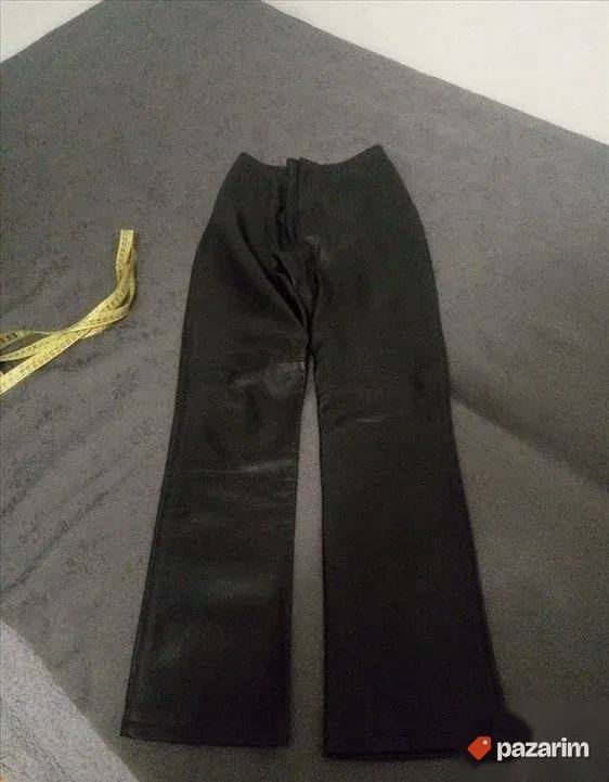 Kožne crne zenske pantalone S 1