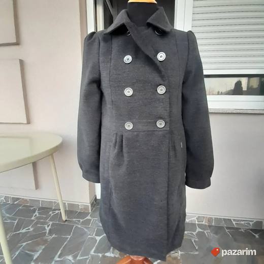 Okaidi sivi ženski poludug kaput vel XS