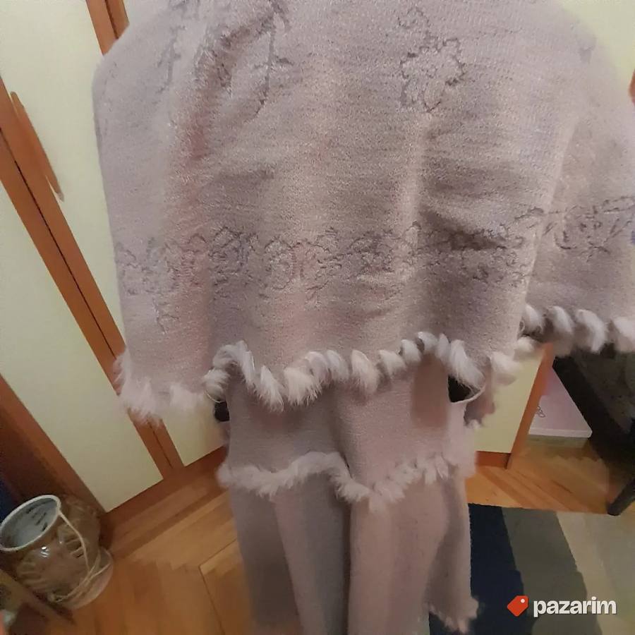 Meki trikotažni dugi prsluk kardigan sa krznom 5