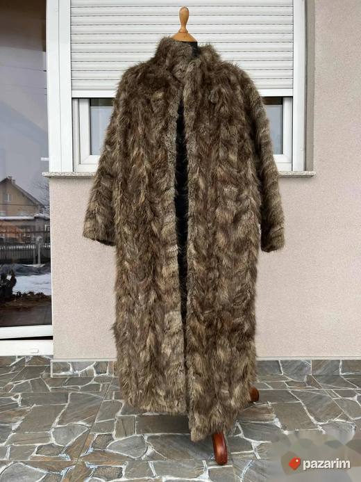 Duga ženska bunda od prirodnog krzna L