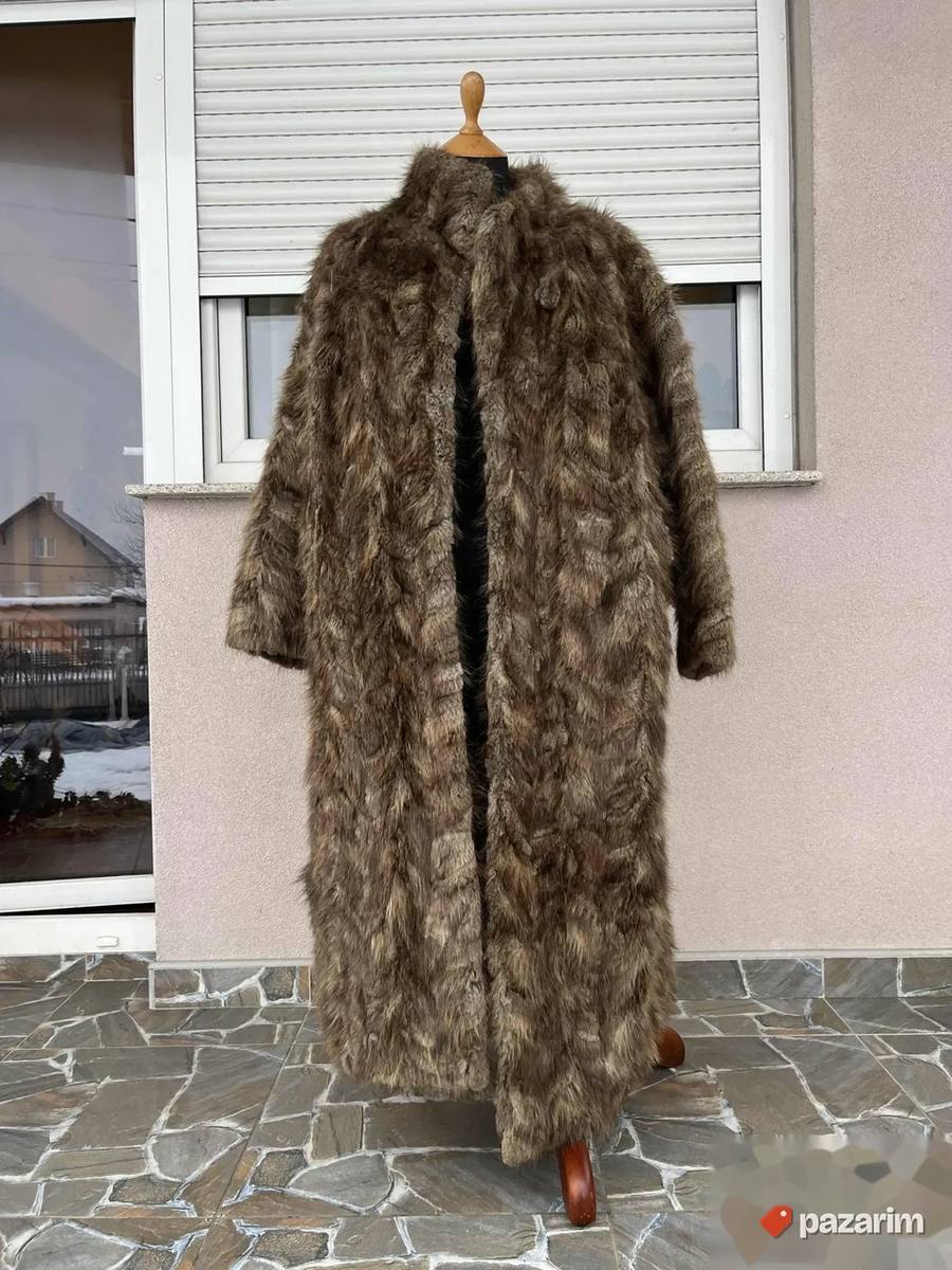 Duga ženska bunda od prirodnog krzna L 5