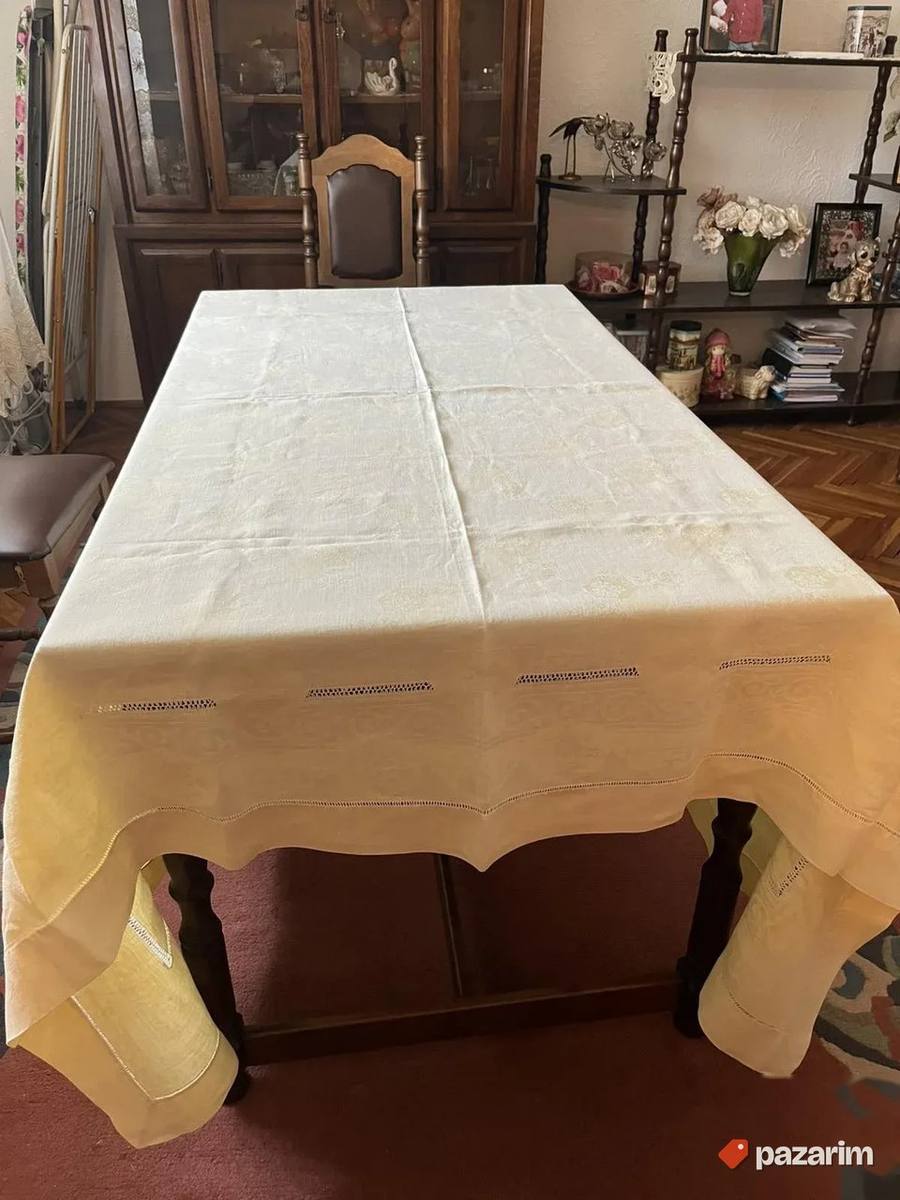 Veliki četvrtasti stolnjak od lana vel 2mx2m 8