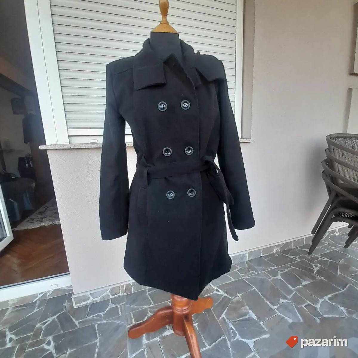 Ženski lagani poludug crni kaput br 38 1
