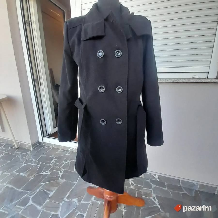 Ženski lagani poludug crni kaput br 38 4