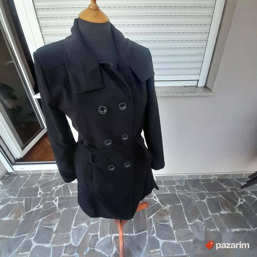 Ženski lagani poludug crni kaput br 38 5