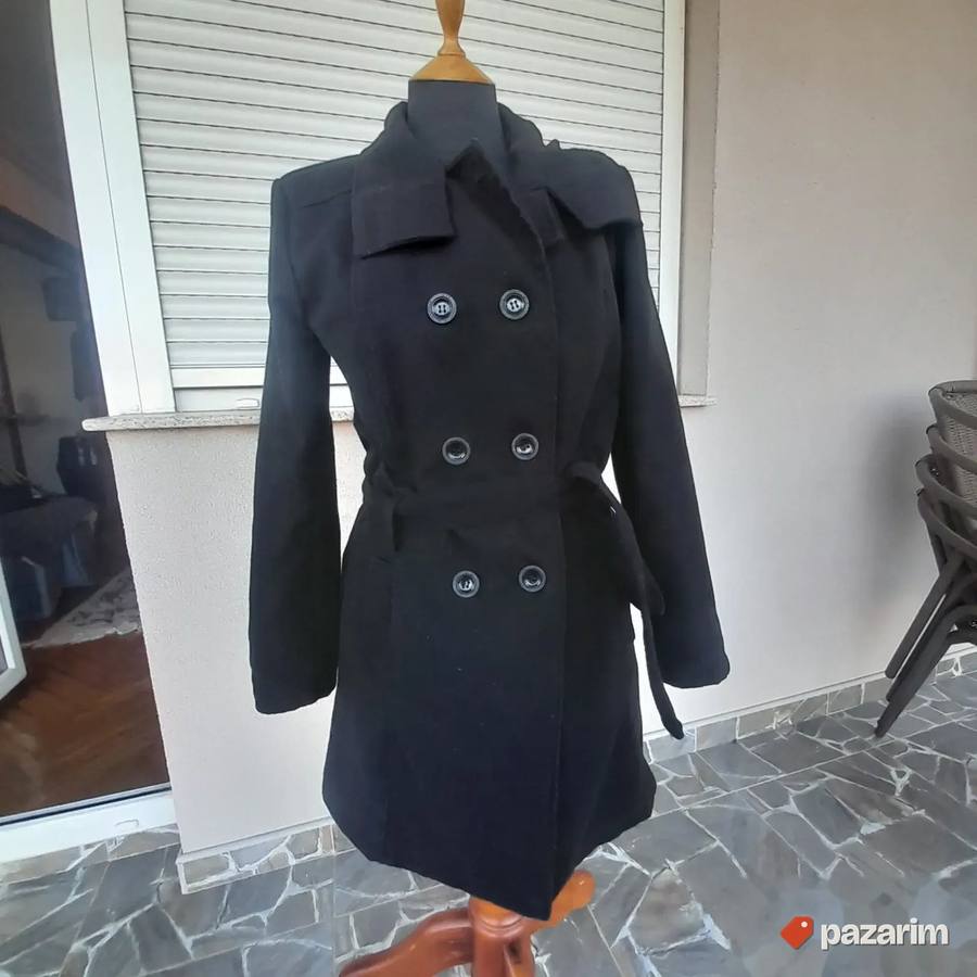 Ženski lagani poludug crni kaput br 38 7