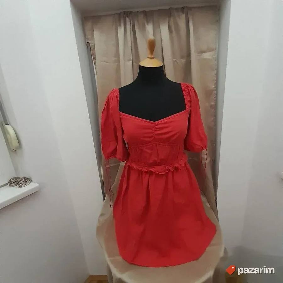 Crvena pamučna haljina vel S 2