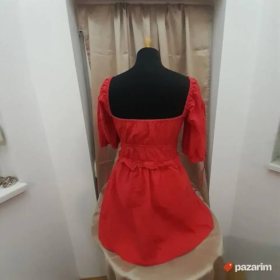 Crvena pamučna haljina vel S 3
