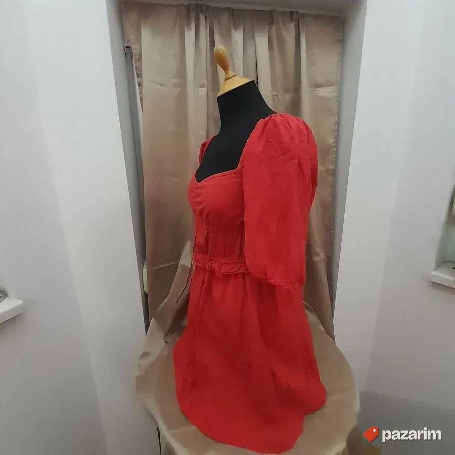 Crvena pamučna haljina vel S 4