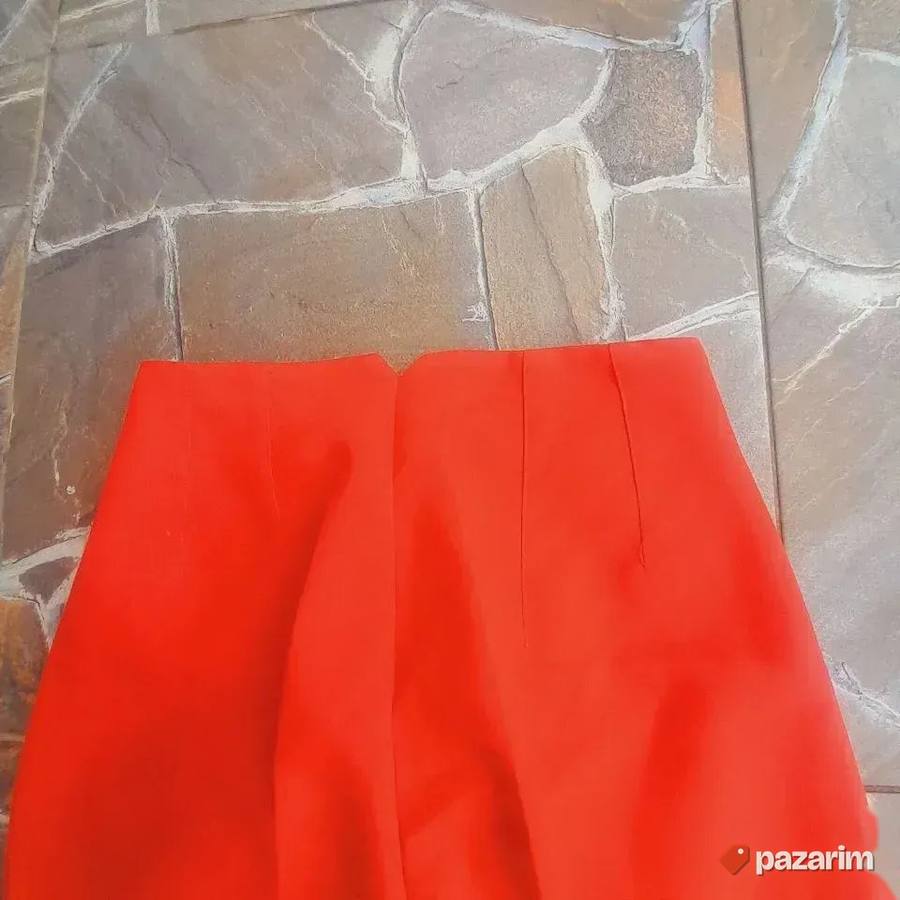 Duboke ženske bež i crvene pantalone 6