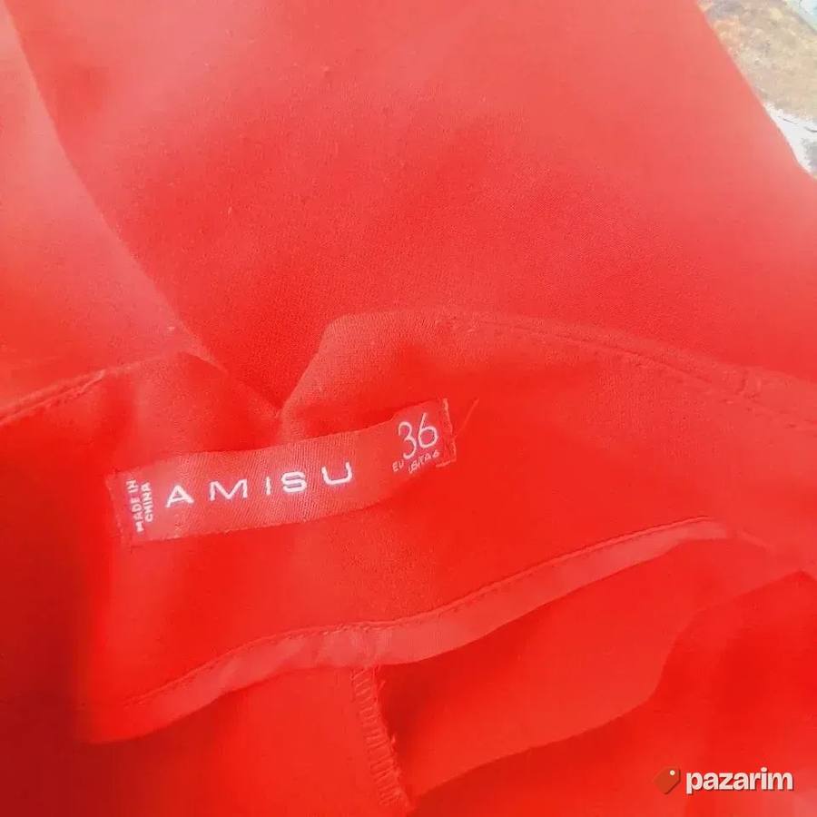 Duboke ženske bež i crvene pantalone 7