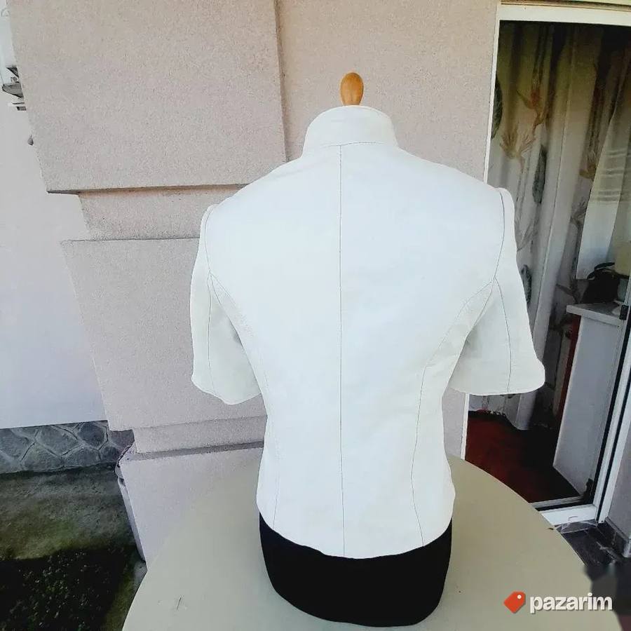 Bela kožna jakna kratak rukav vel S 2