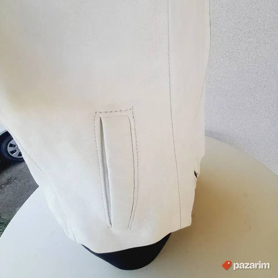 Bela kožna jakna kratak rukav vel S 5