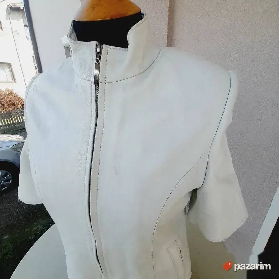 Bela kožna jakna kratak rukav vel S 8