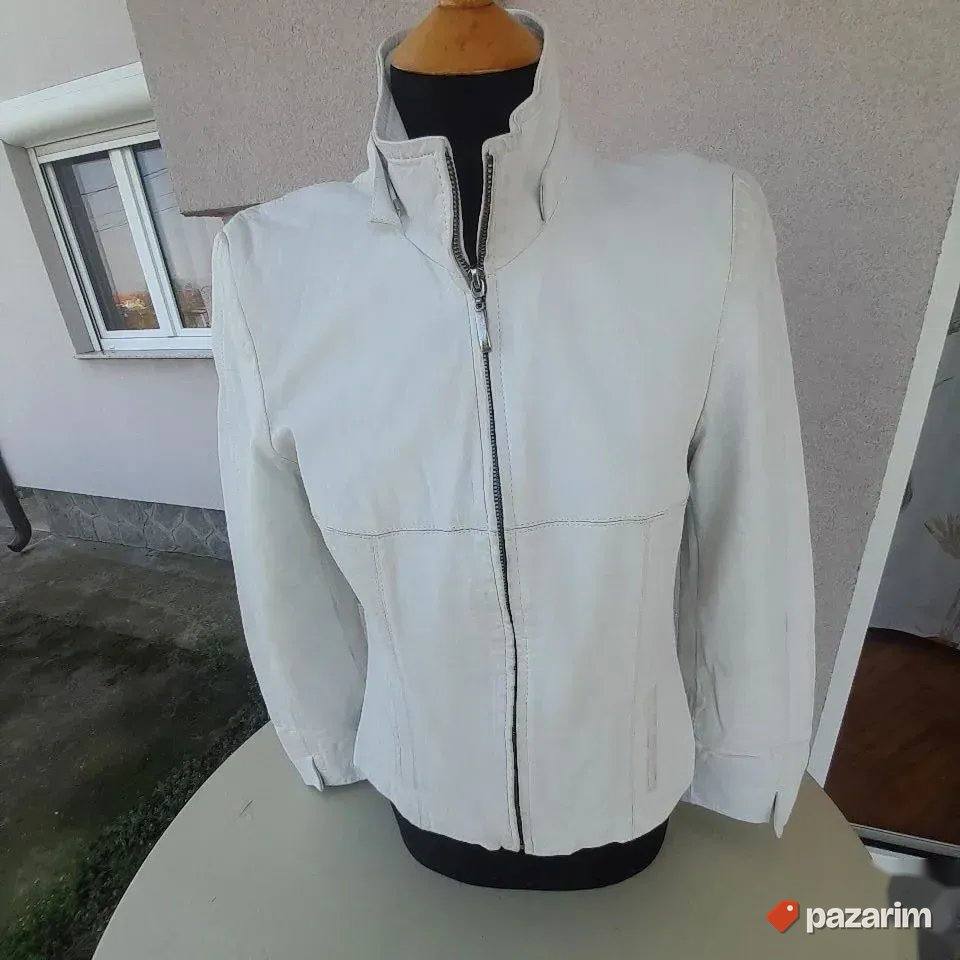 Kožna bela jakna vel S 1