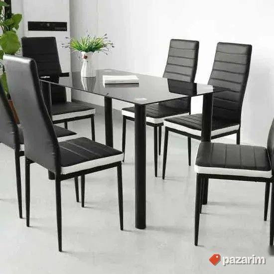 set 6 stolica za trpezariju crno bele 1