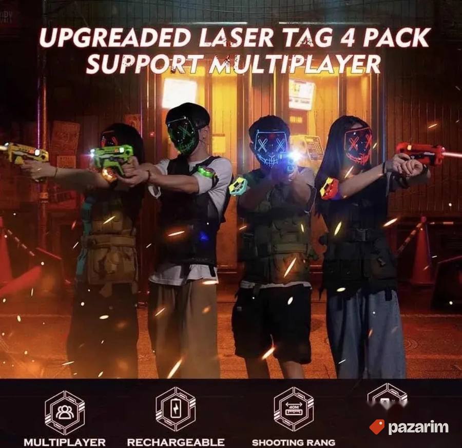 Vatos set cetri pistolja sa 4 prsluka laser tag 6