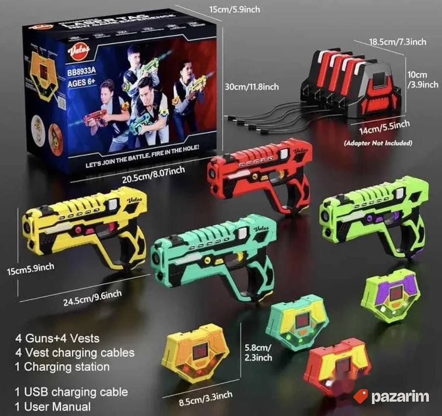 Vatos set cetri pistolja sa 4 prsluka laser tag 7