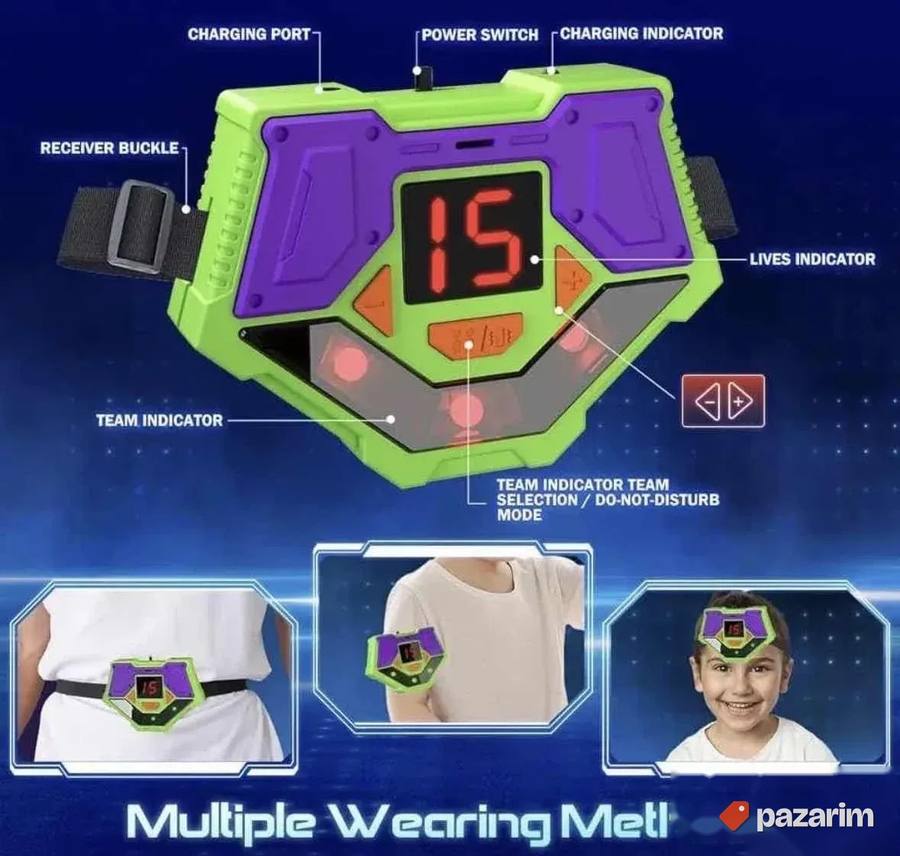 Vatos set cetri pistolja sa 4 prsluka laser tag 8